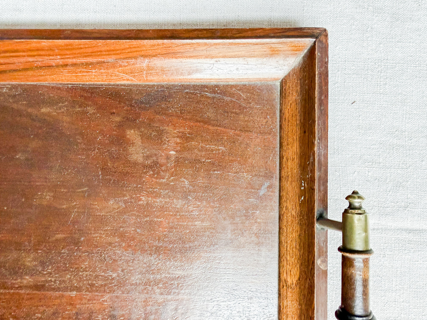Edwardian Oak Serving Tray with Brass Handles, c1910