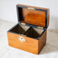Antique Dome Top Walnut Tea Caddy with Brass Decoration, c1860