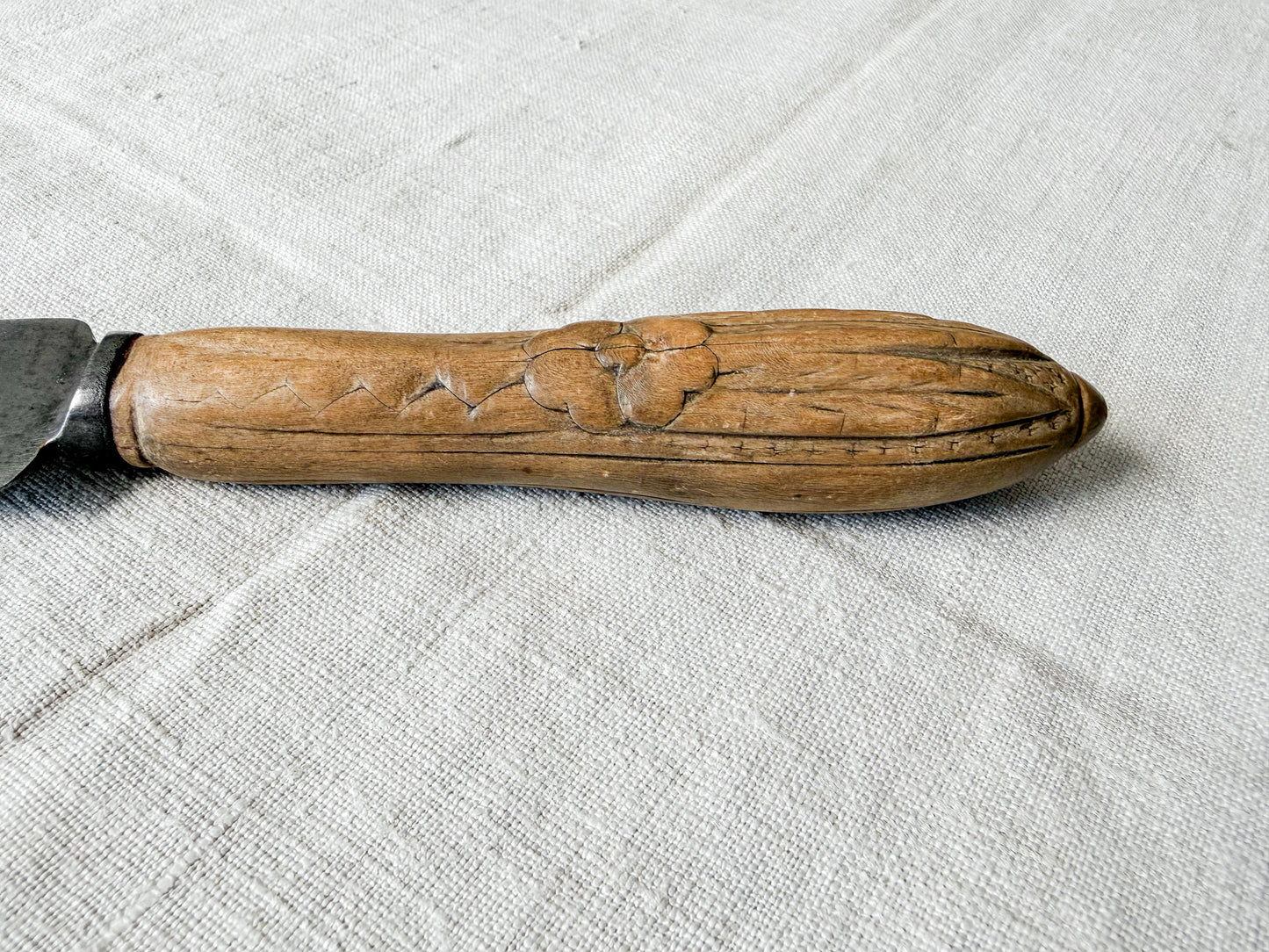 Antique Floral Carved Bread Knife