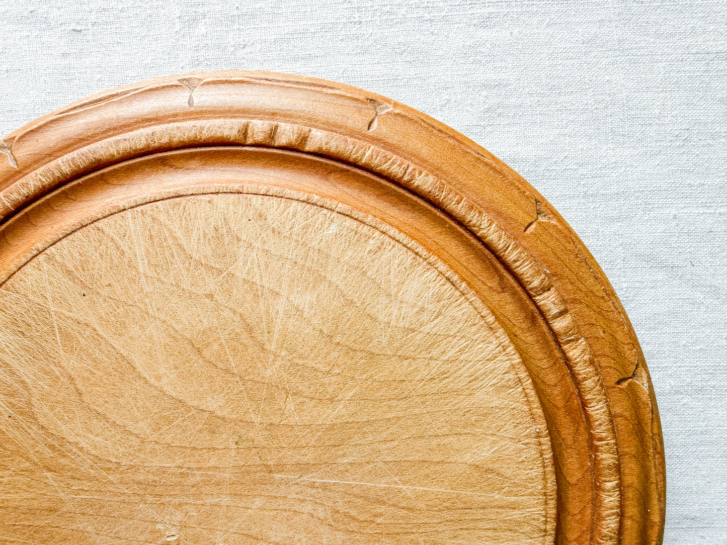 Scalloped Carved English Bread Board, c1920