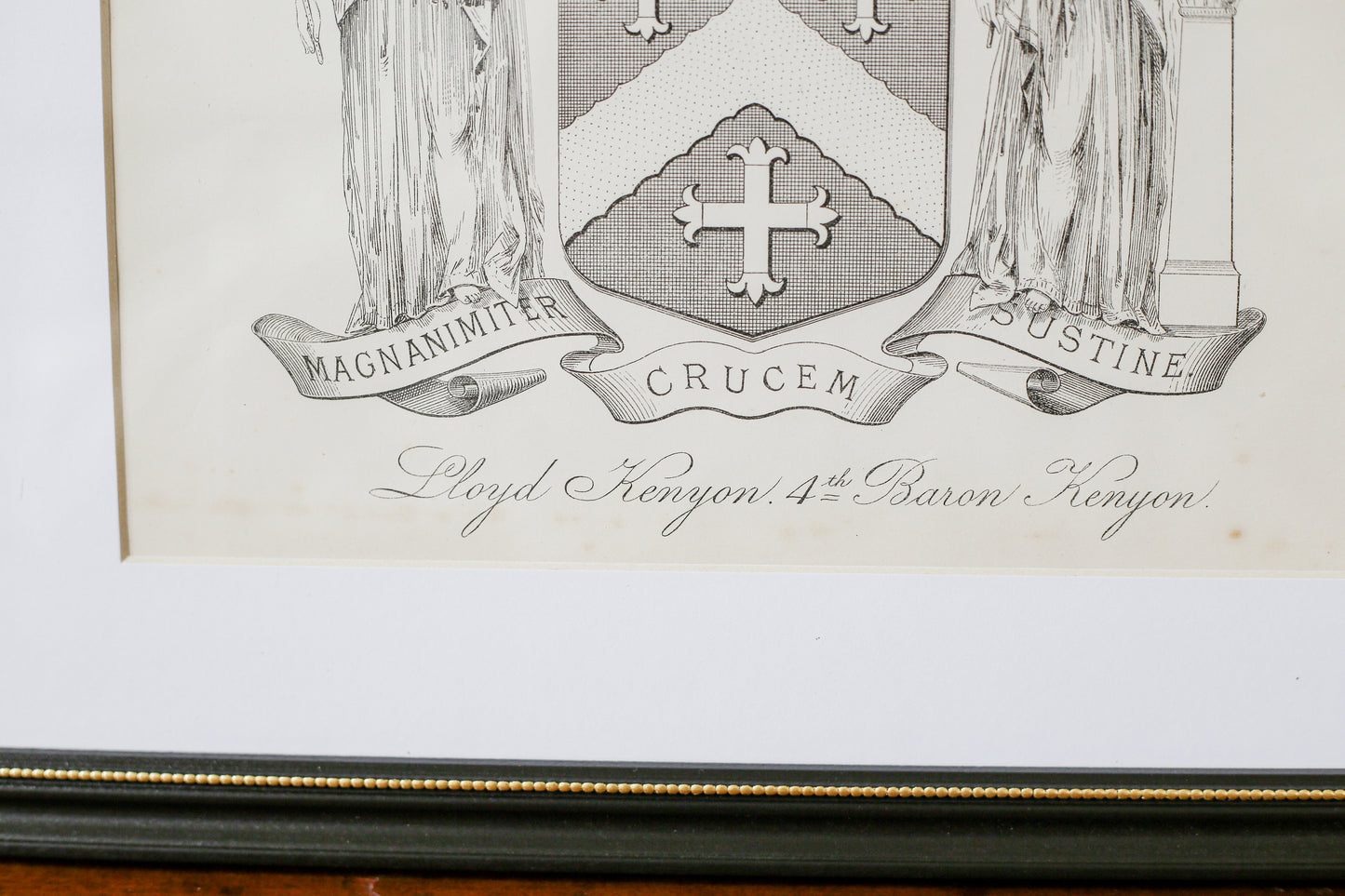 19th Century Coat of Arms of Baron Lloyd Kenyon | Contemporary Black and Gilt Frame