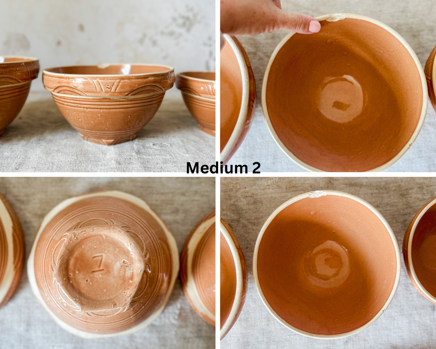 Watt Pottery Arcs Pumpkin Orange Stoneware Mixing Bowl Set of 4, c1940