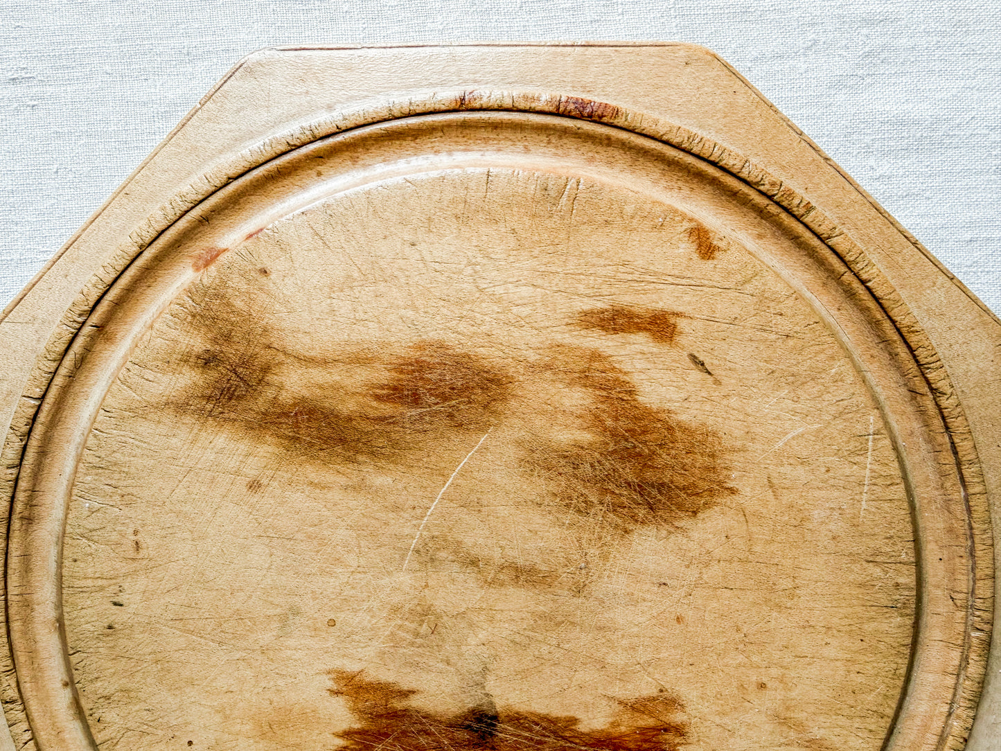 Simple Octagonal English Bread Board with Provenance, c1920