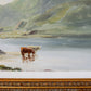 Antique Scottish Highlands with Cows Landscape Painting (c1890) in Custom Ornate Gilt Frame