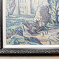Early 20th-Century Post-Impressionist Landscape Oil Painting in Custom Black and Linen Frame