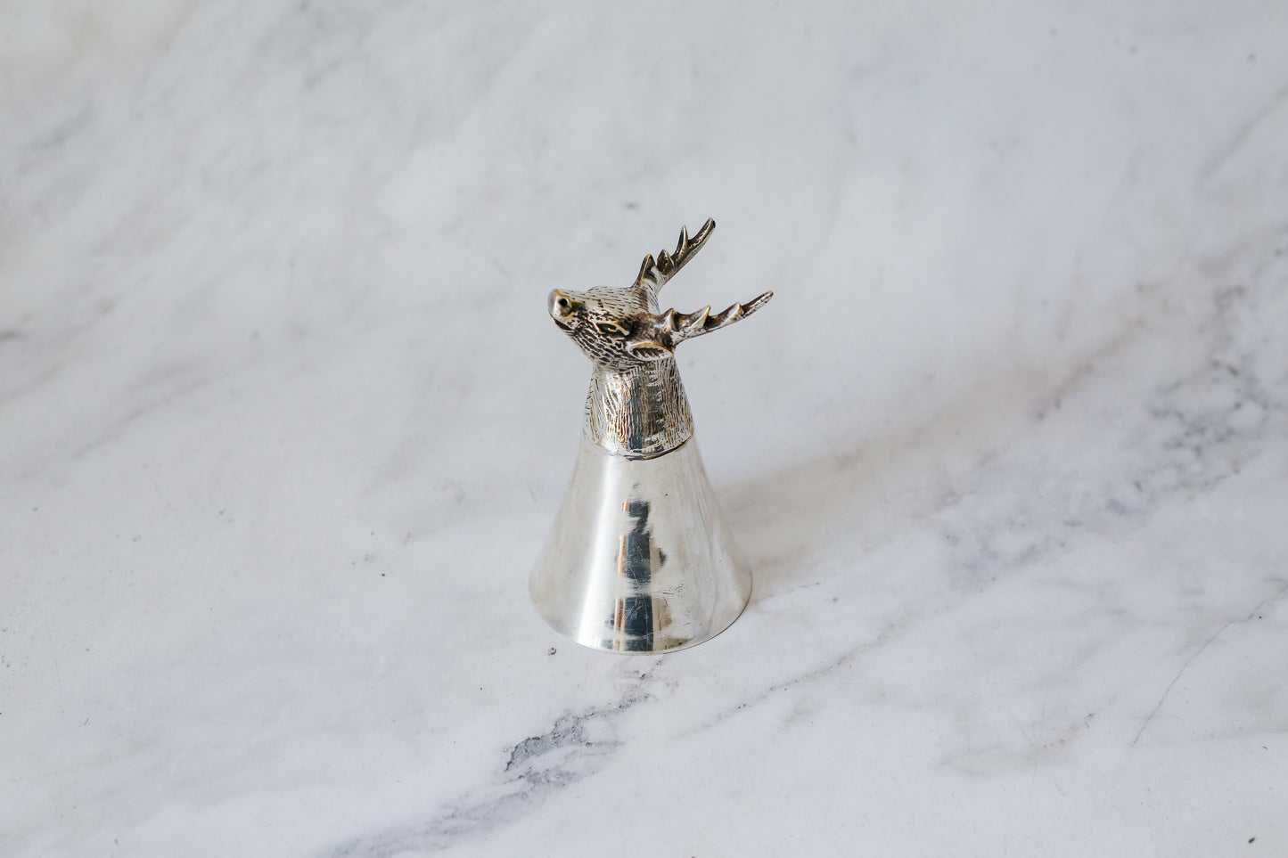 Antique English Silver-Plated Stag Head Stirrup Cup