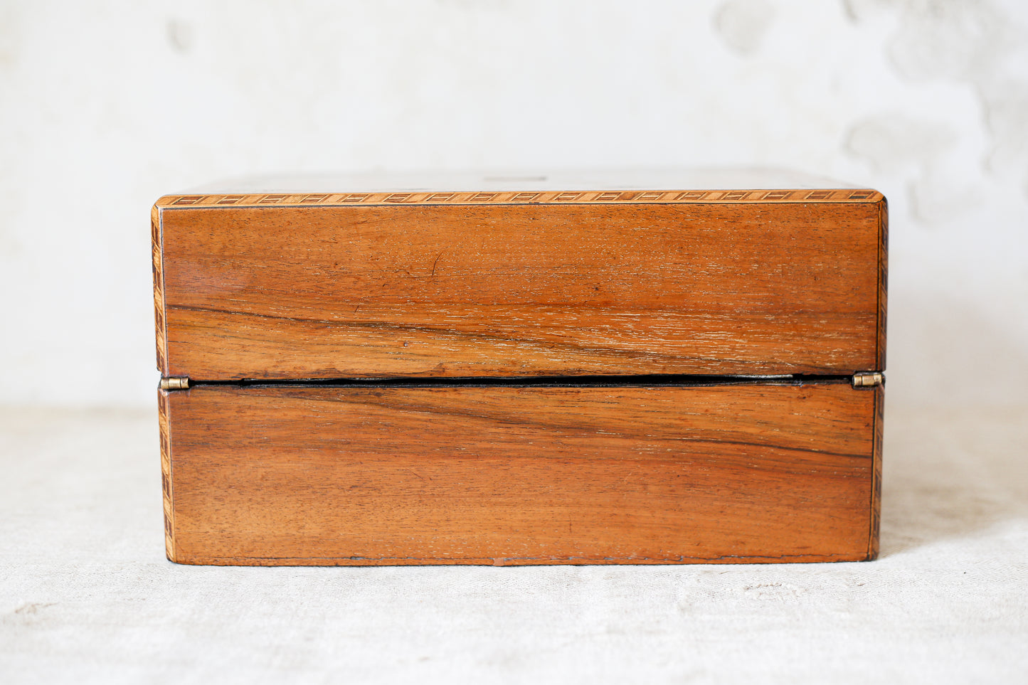 Antique Burr Walnut Tunbridge-Style Stationery Box, c. 1870