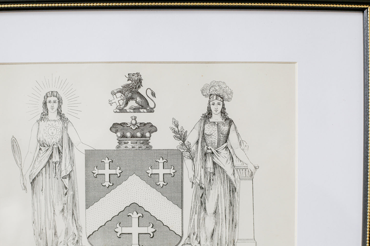 19th Century Coat of Arms of Baron Lloyd Kenyon | Contemporary Black and Gilt Frame