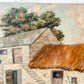 Unframed English Farmyard Scene with Woman Feeding Chickens, c1930