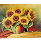 Unframed Oil Painting of Sunflowers in Vase, Signed B. Maak