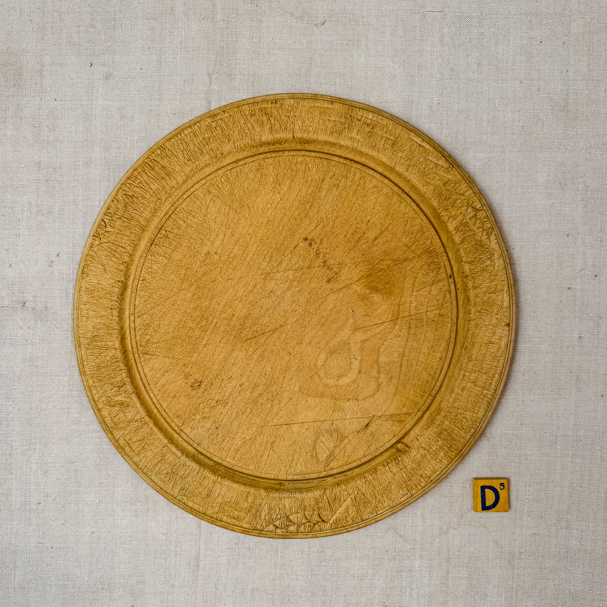 Vintage Carved Round English Bread Boards