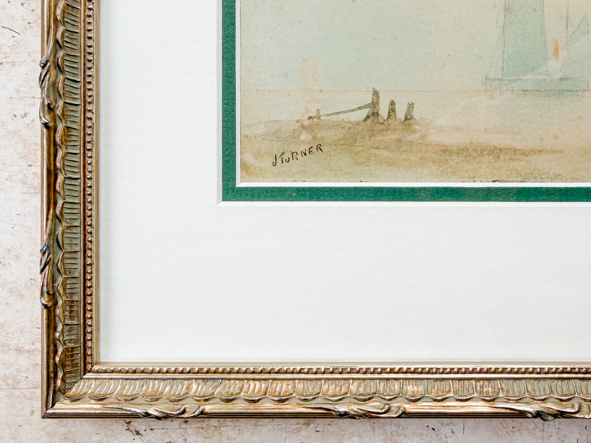 Pair of Antique 19th-Century English Marine Watercolors – Signed J. Turner