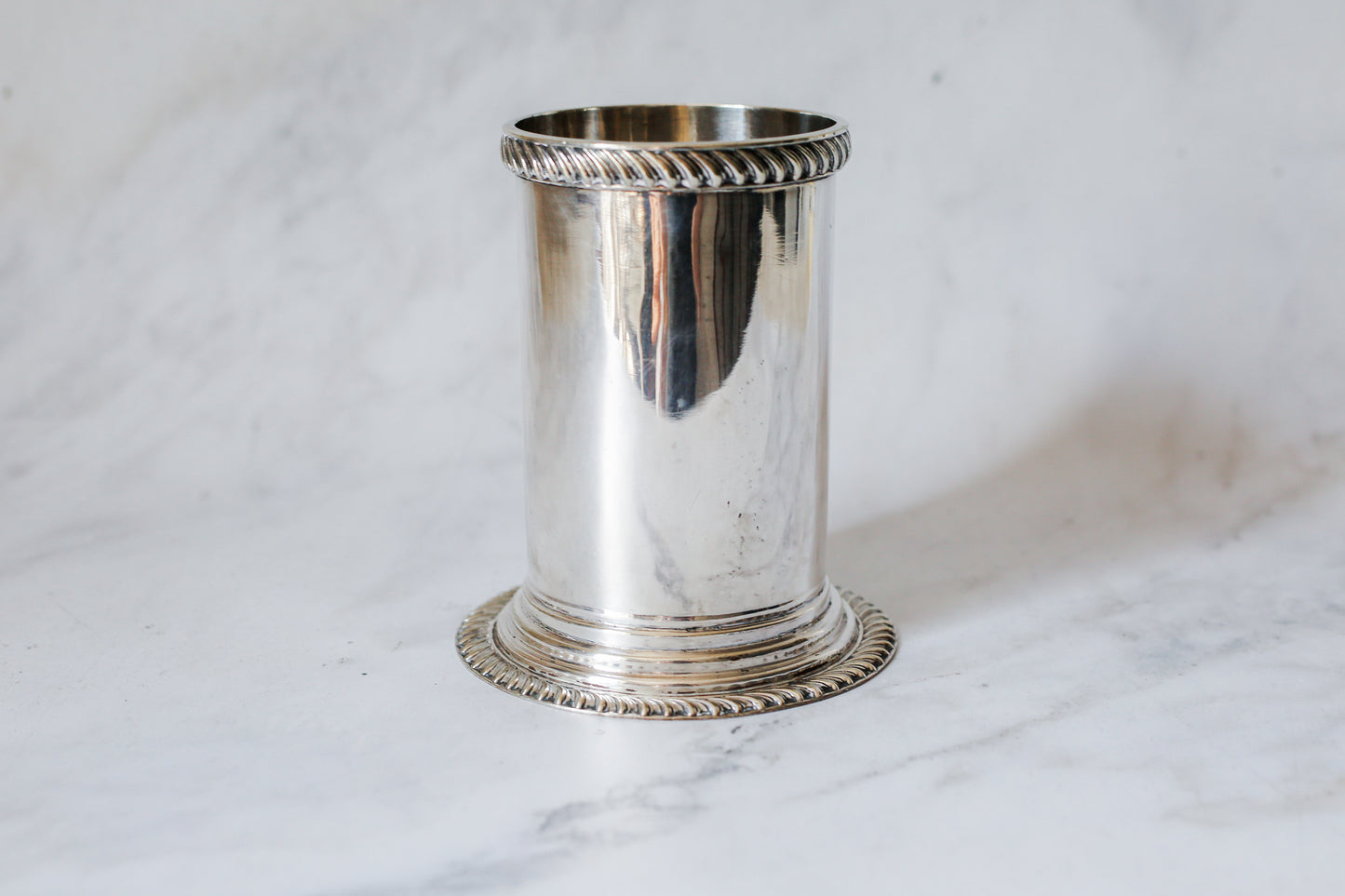 Vintage Silver-Plated Weighted Wine Coaster Sleeve – Gadroon Rope Trim