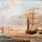 Antique Oil Painting of British Maritime Scene in Gilt Wood Frame, c1880