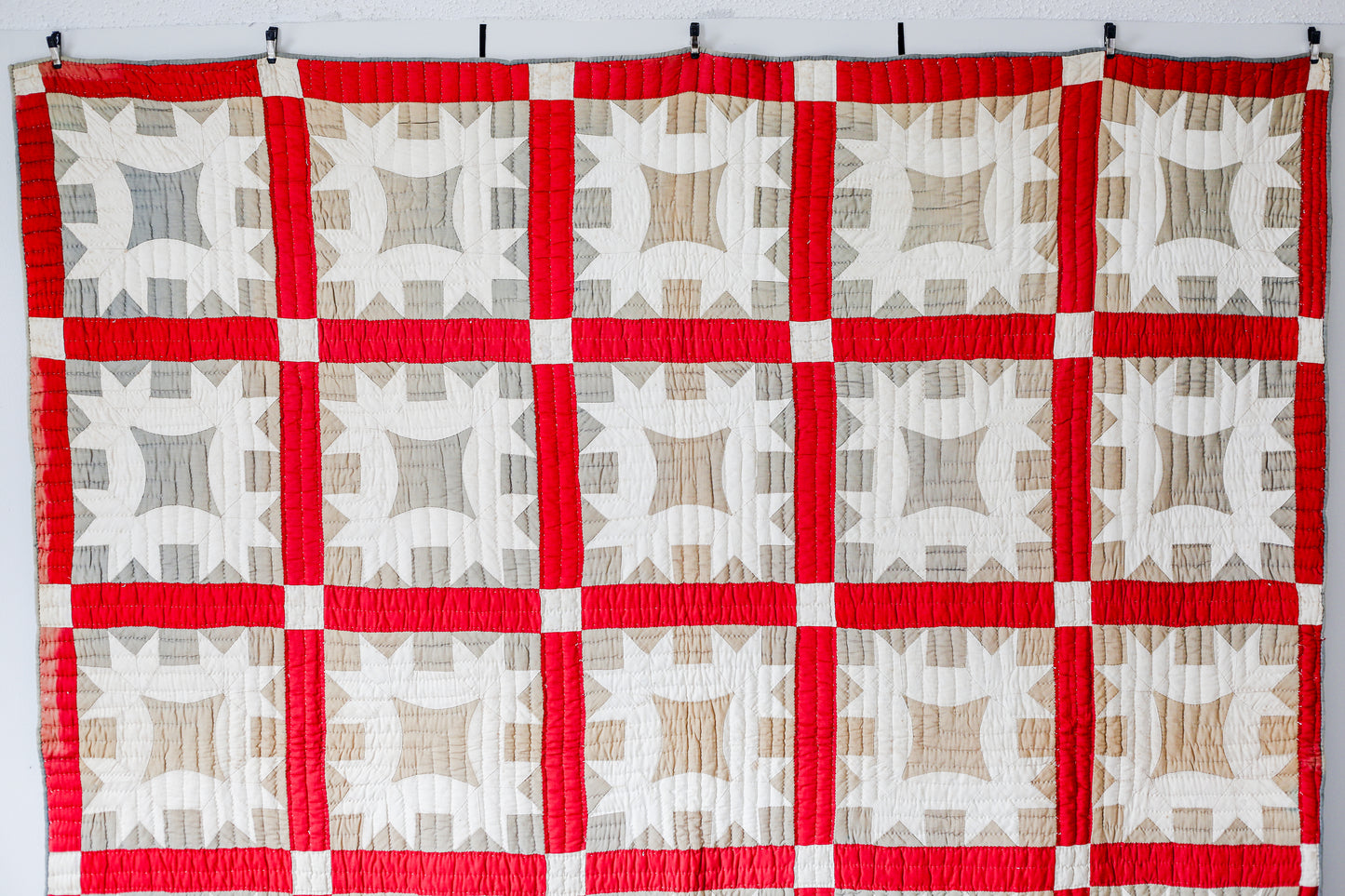 All Hands Round Vegetable Dyed Green and Turkey Red Quilt, c1880