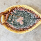 Antique Begonia Leaf and Pink Blossom Majolica Tray, c1880