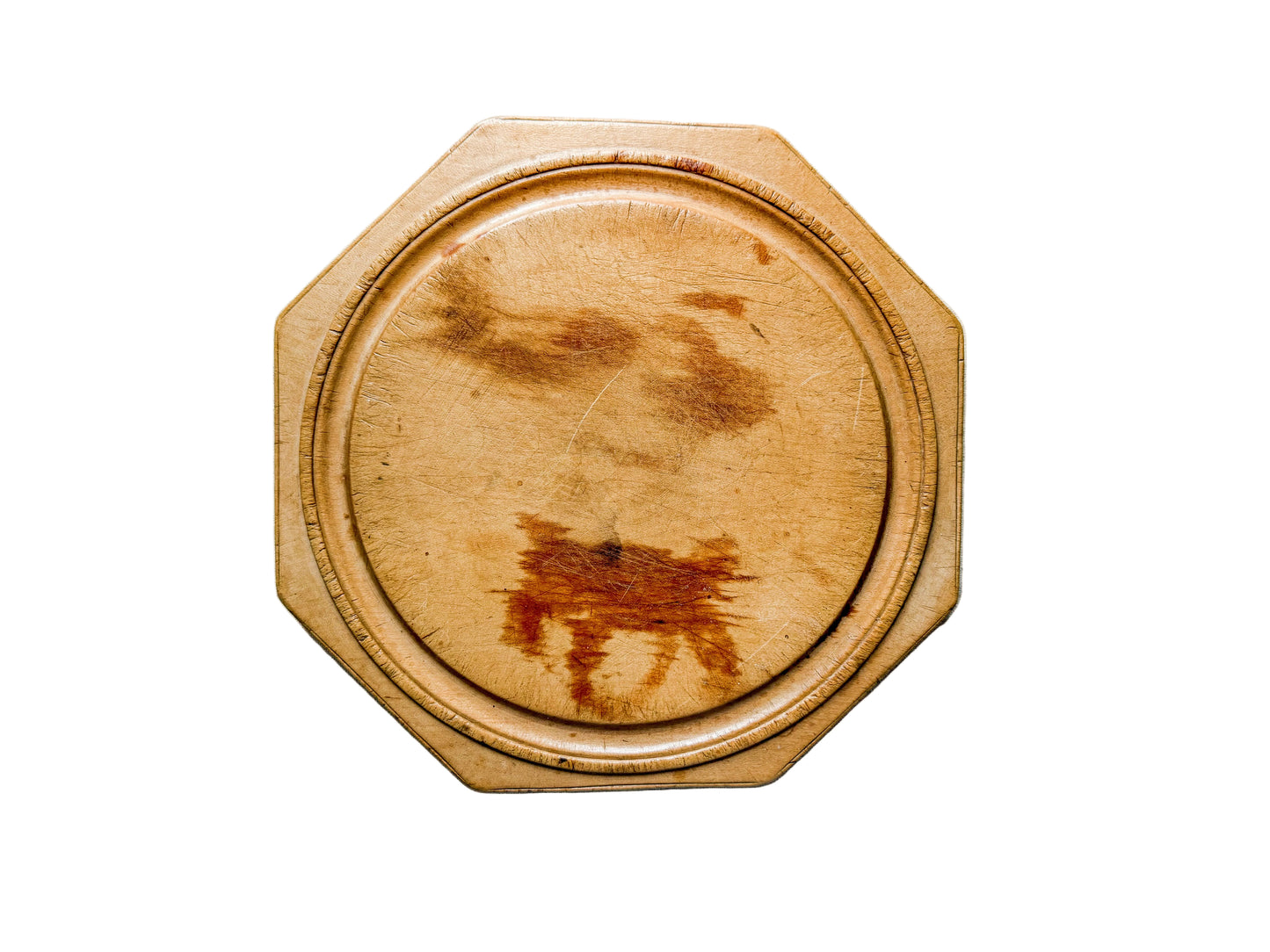 Simple Octagonal English Bread Board with Provenance, c1920
