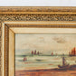 Antique British Coastal Scene Oil Painting in Gilt Wood Frame, c1900
