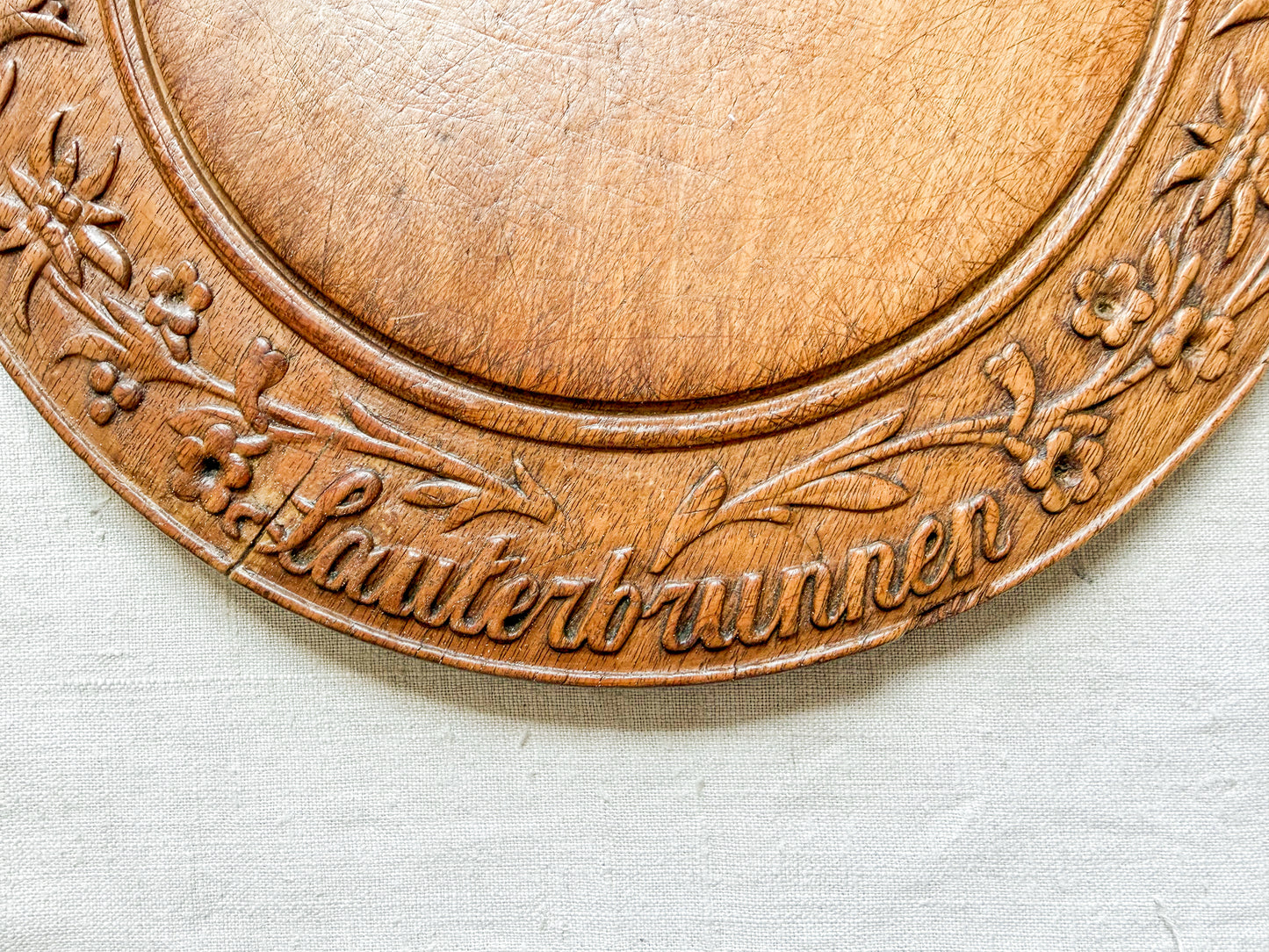 Swiss German "Give Us This Day Our Daily Bread" Carved Bread Board, Lauterbrunnen, c1880