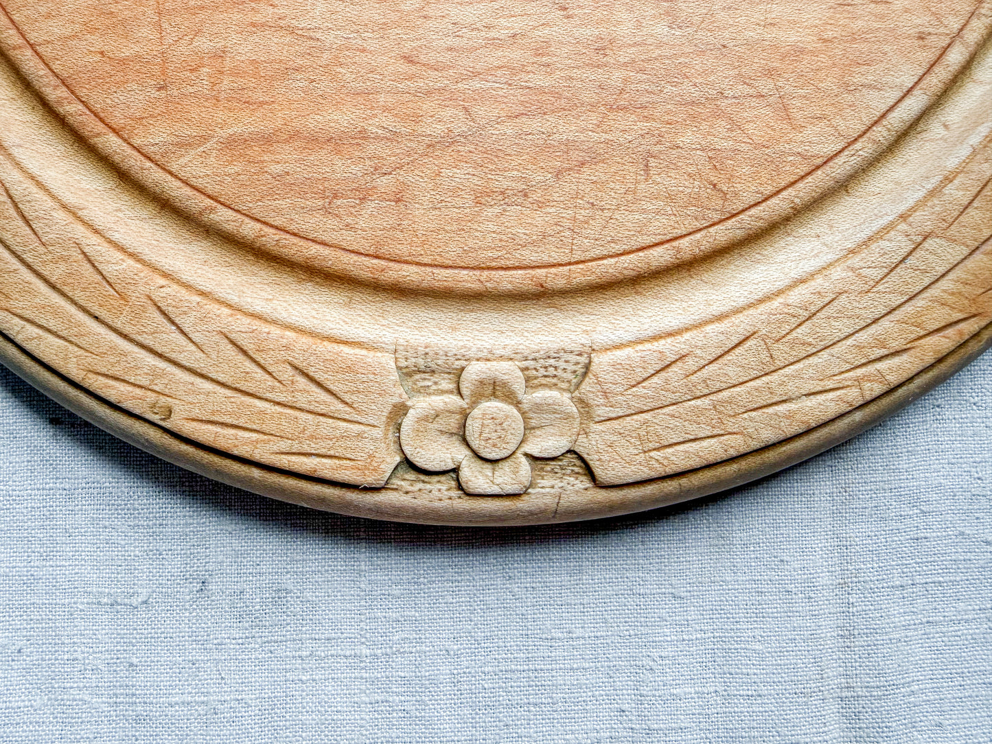 Vintage English Carved "Bread" Board with Stylized Flower