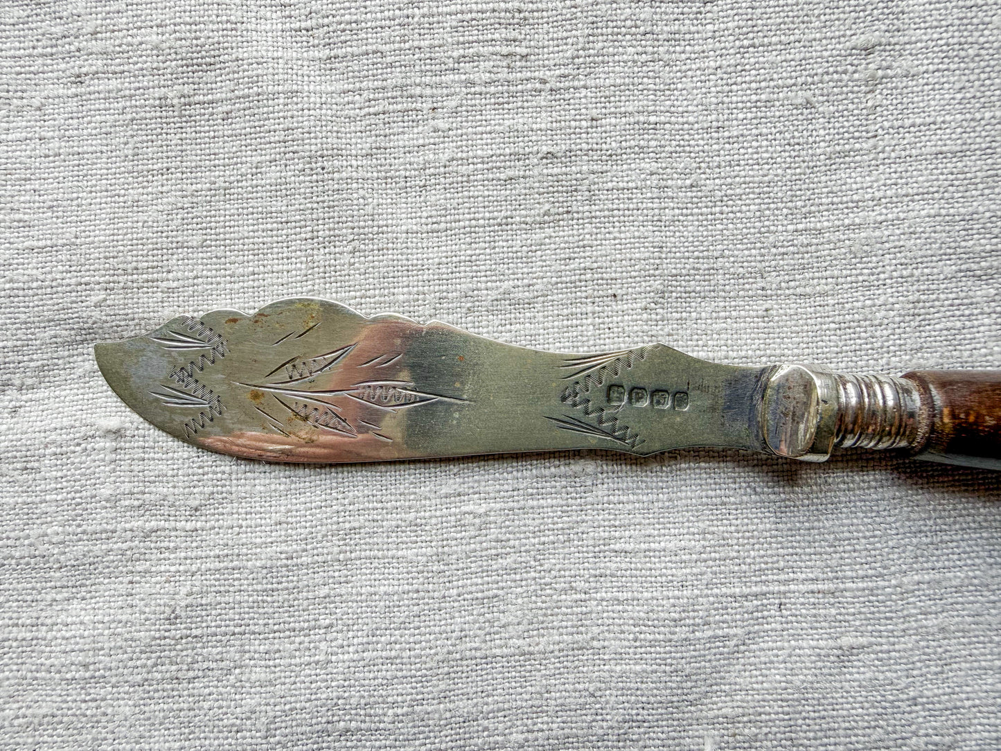 Midcentury Ornate Butter Knife with Carved Handle
