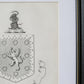 Framed coat of arms with a lion emblem on a white background