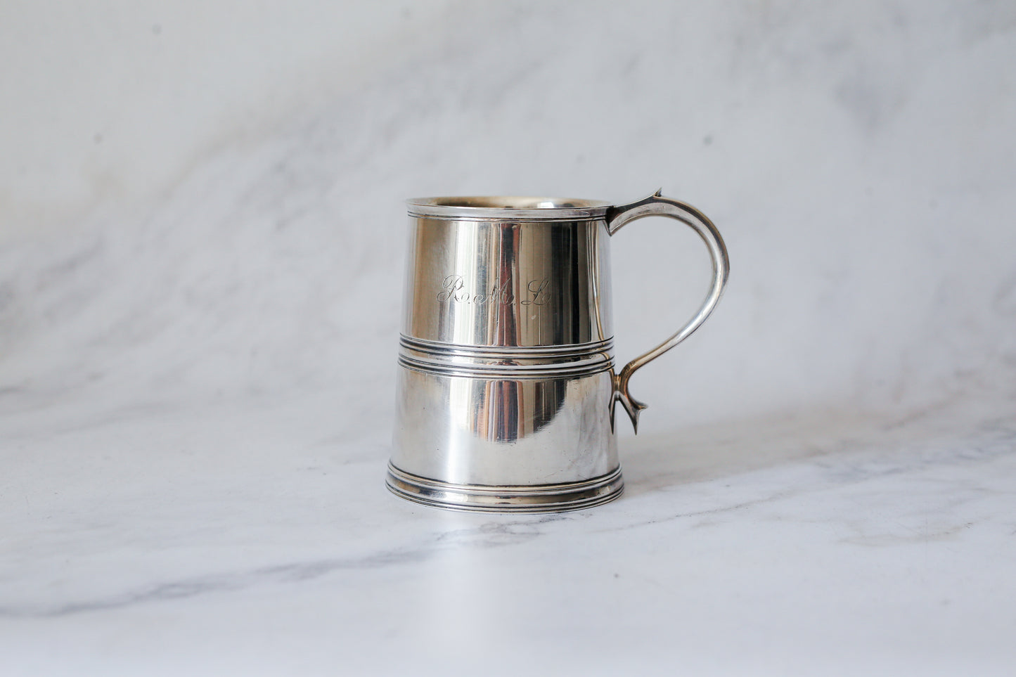 Antique Engraved Roberts & Belk Silverplate Tankard - "Romney Plate" Sheffield, c. 1920