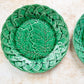 Set of 2 Antique Cabbage Leaf on Basket Greenware Majolica Plates by Edge Malkin & Co.