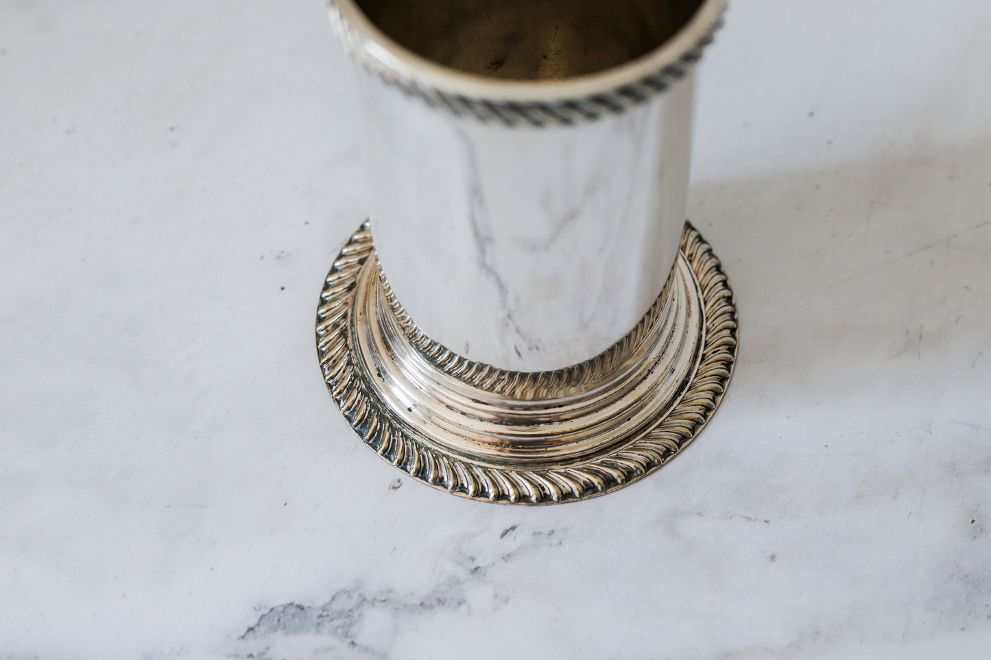 Vintage Silver-Plated Weighted Wine Coaster Sleeve – Gadroon Rope Trim