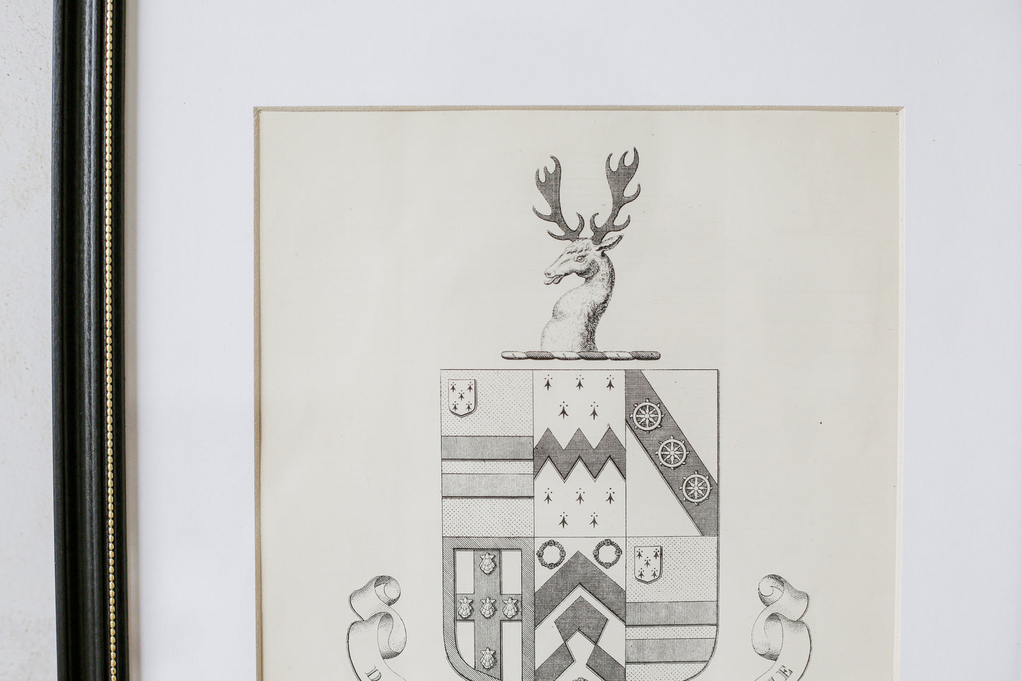 19th Century Coat of Arms of George Marton, Esq., Capernwray Hall | Contemporary Black and Gilt Frame