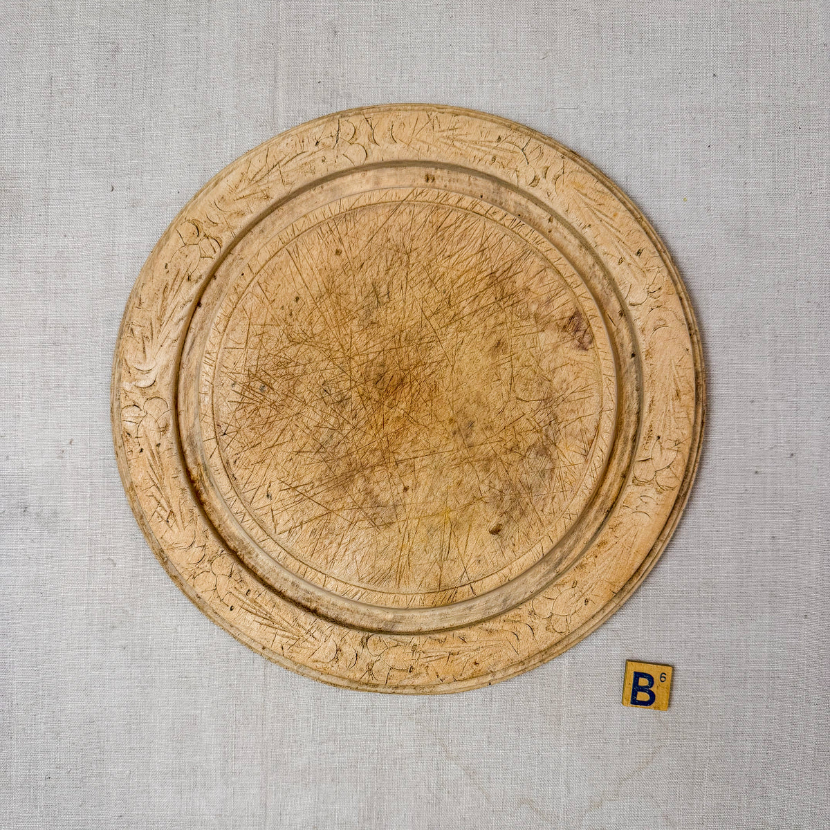 Vintage Carved Round English Bread Boards