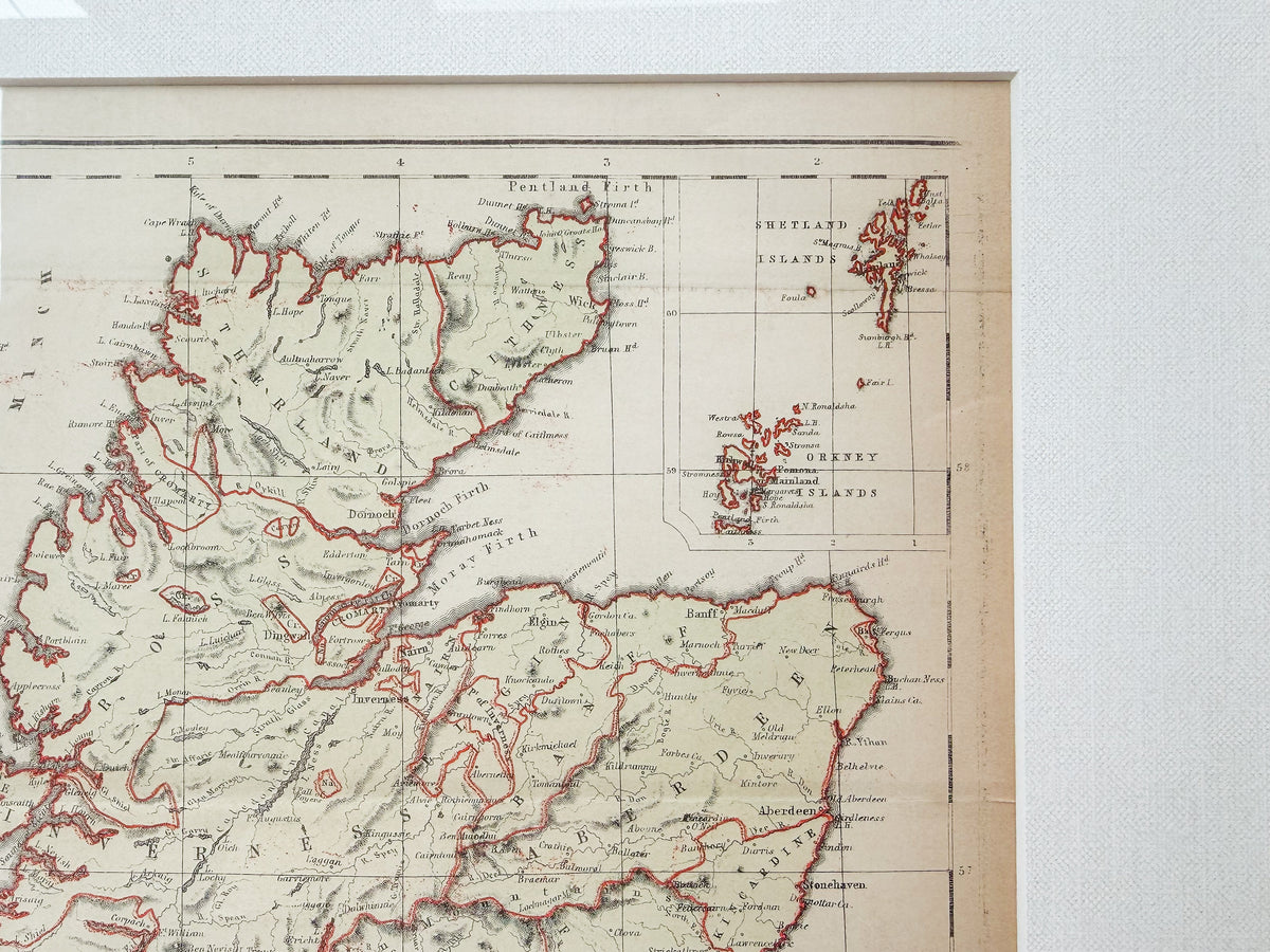 Antique 19th-Century Map of Scotland – W. & R. Chambers in Custom Black and Gold Frame