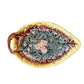 Antique Begonia Leaf and Pink Blossom Majolica Tray, c1880