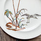 Set of 2 Copeland Palms & Egret Ironstone Polychrome 8.5" Salad Plates, c1870