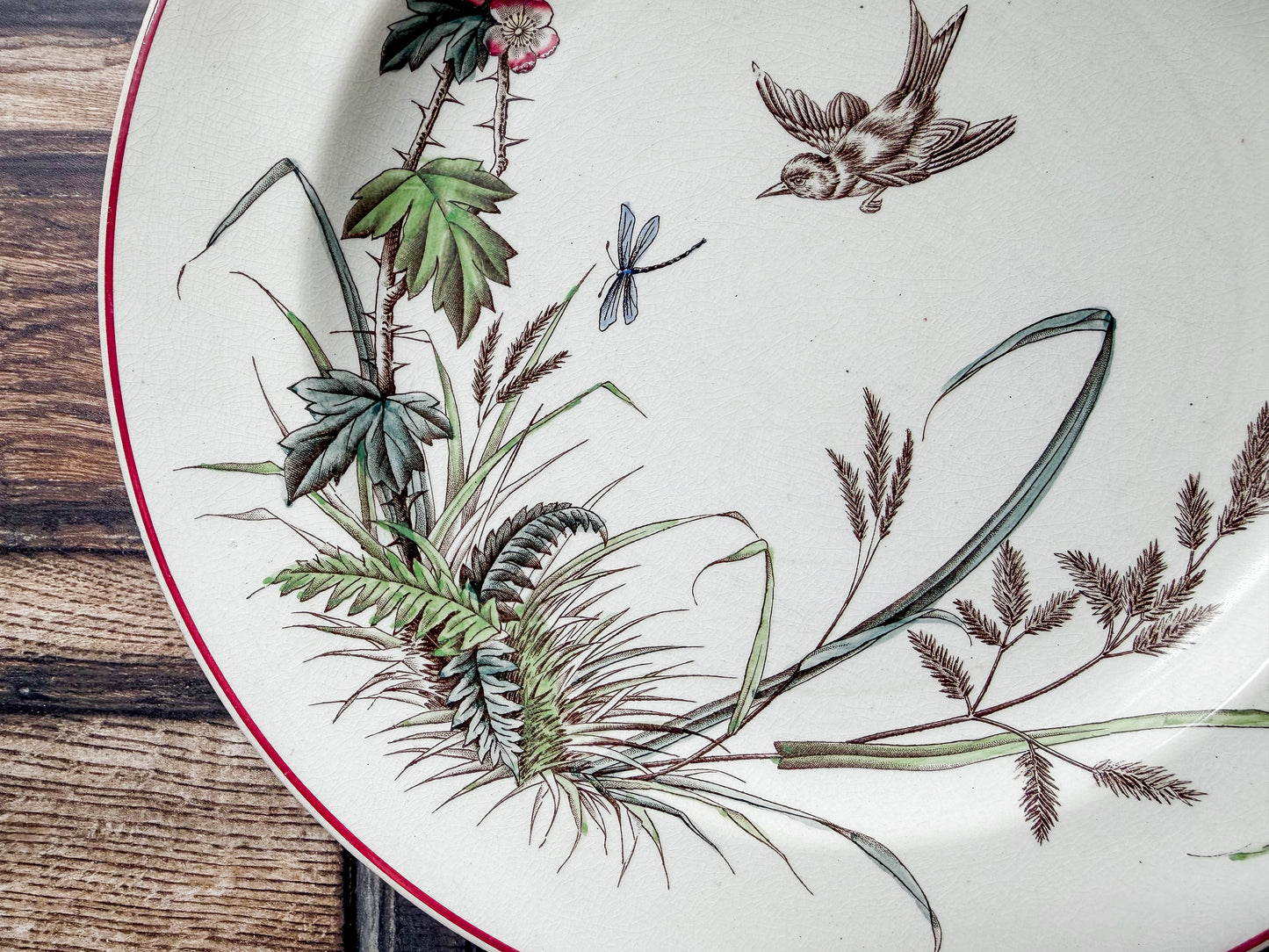 Hawthorn by T.G. Booth Polychrome Aesthetic Movement Dinner Plate, c1880