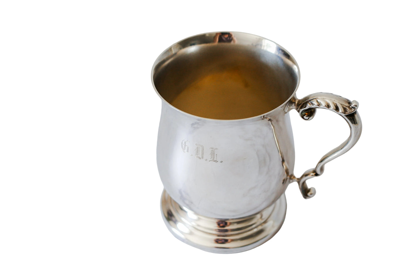 Vintage Mid-Century English Silverplate Tankard by Francis Howard – Engraved 'GDL'