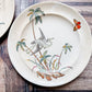 Set of 2 Copeland Palms & Egret Ironstone Polychrome 10" Dinner Plates, c1870