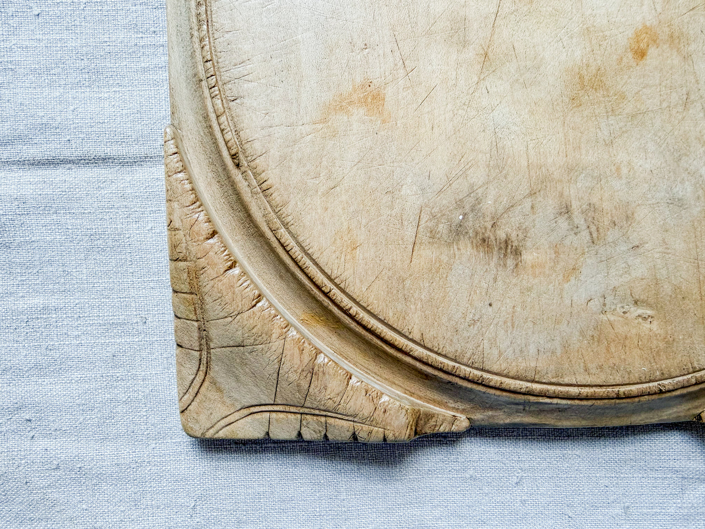 Square Carved Geometric English Bread Board, c1900