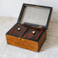 Antique Walnut Star Inlay Tea Caddy, c1860