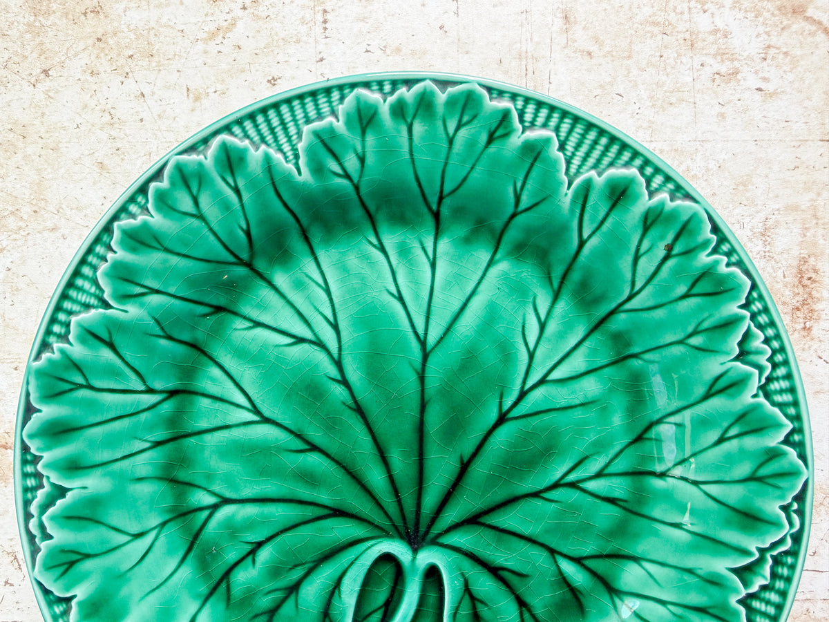 Vintage Wedgwood Cabbage Leaf on Basket Weave 8" Plate, c1940