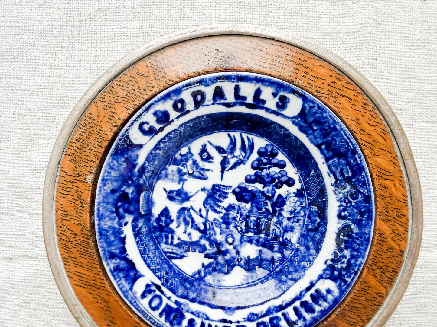 Goodall's Yorkshire Relish Dish in Wood Base, c1900