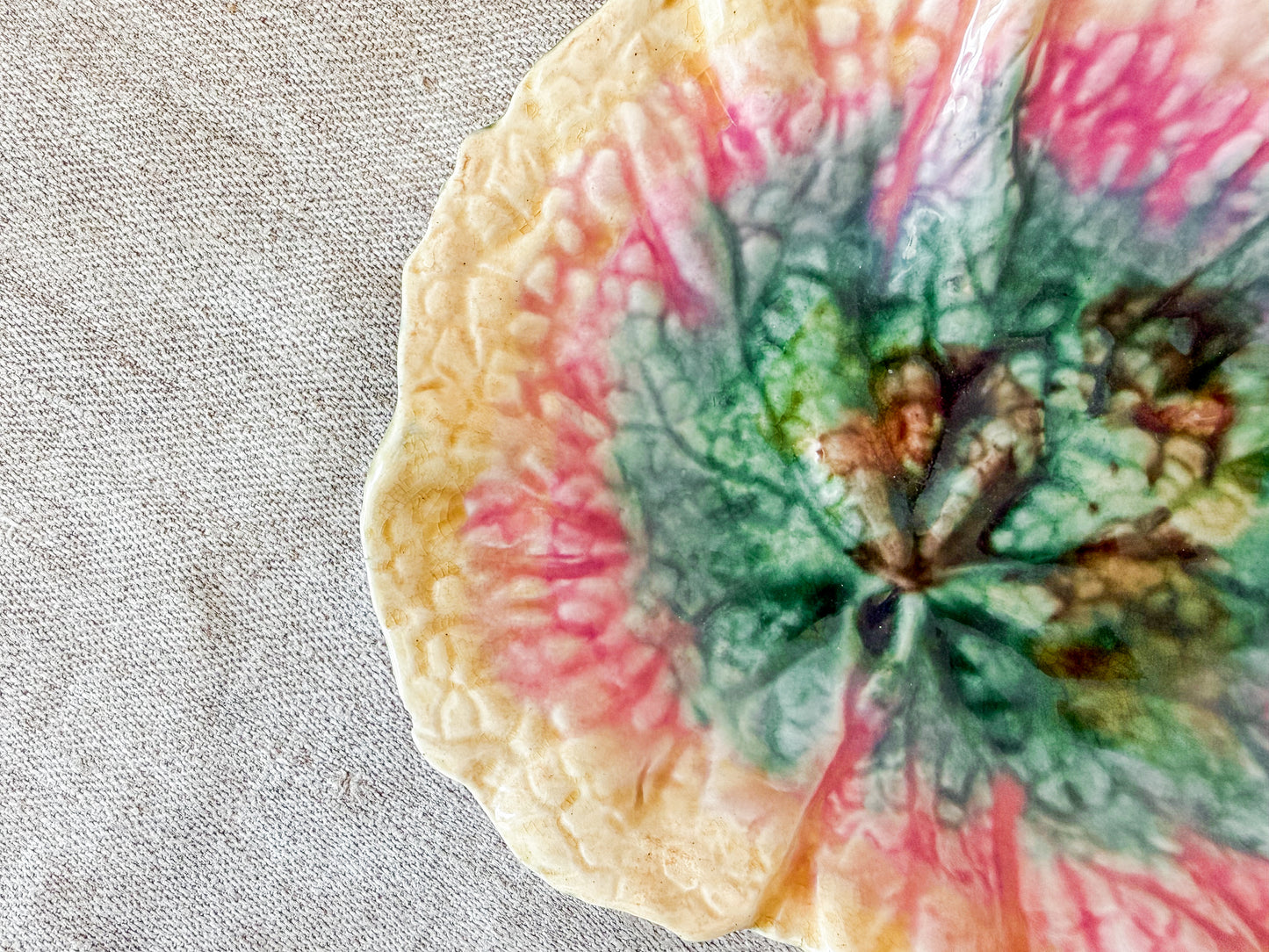 Antique Etruscan Majolica Begonia Leaf Tray by Griffin Smith & Hill, c1870