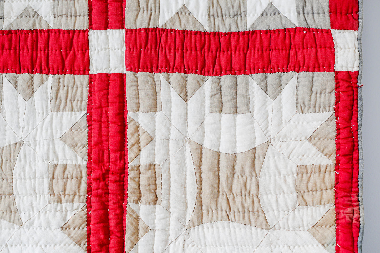 All Hands Round Vegetable Dyed Green and Turkey Red Quilt, c1880