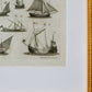 18th Century Copper Plate Engraving of Sailing Ships | Contemporary Textured Gilt Frame