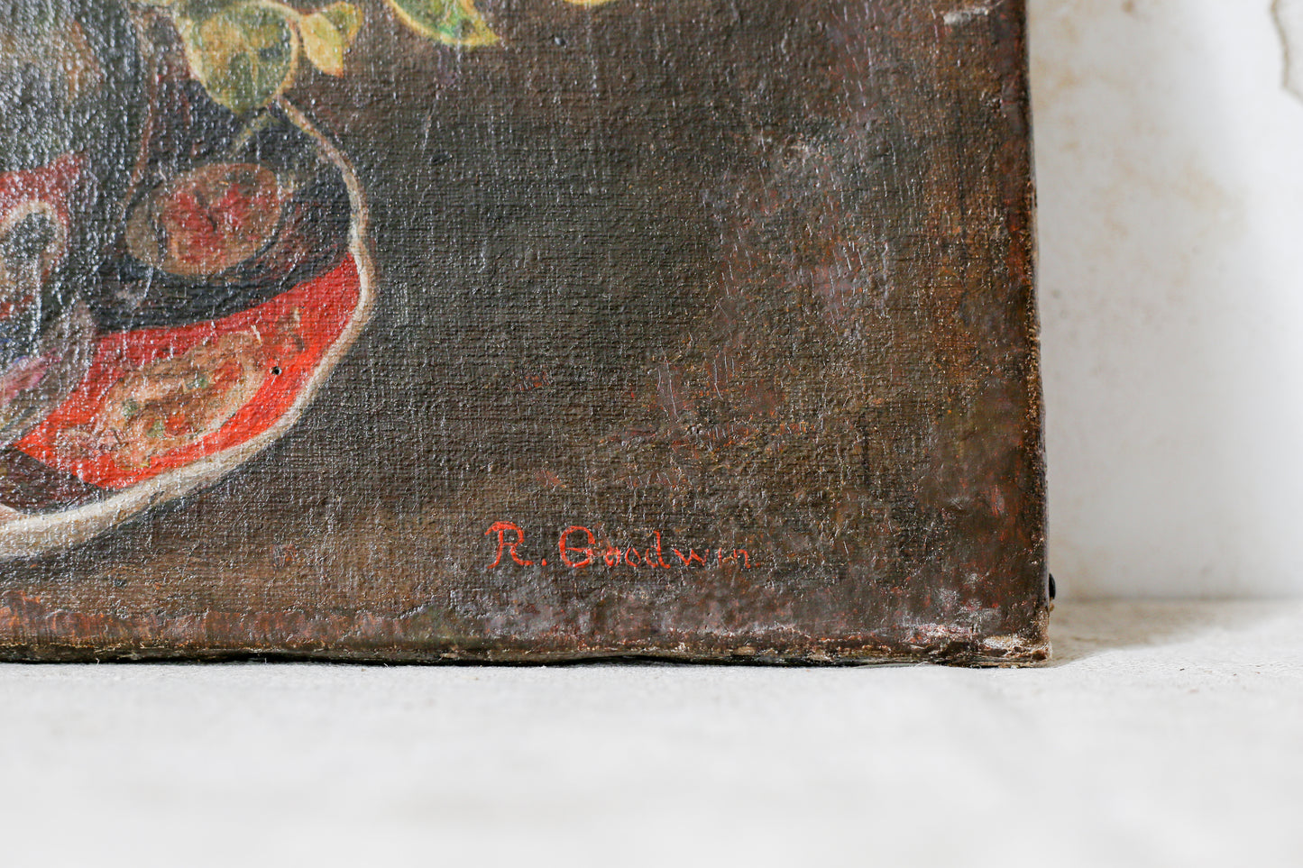 Antique Still Life of Poppies in Vase, Signed by R. Goodwin, ESK, c1890