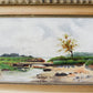 Antique 1904 Landscape Oil Painting on Canvas, Signed L.C. Warren, in Gilt Frame