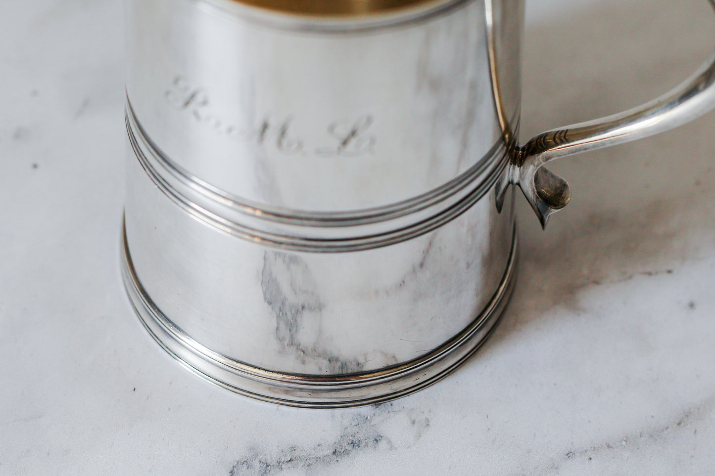 Antique Engraved Roberts & Belk Silverplate Tankard - "Romney Plate" Sheffield, c. 1920