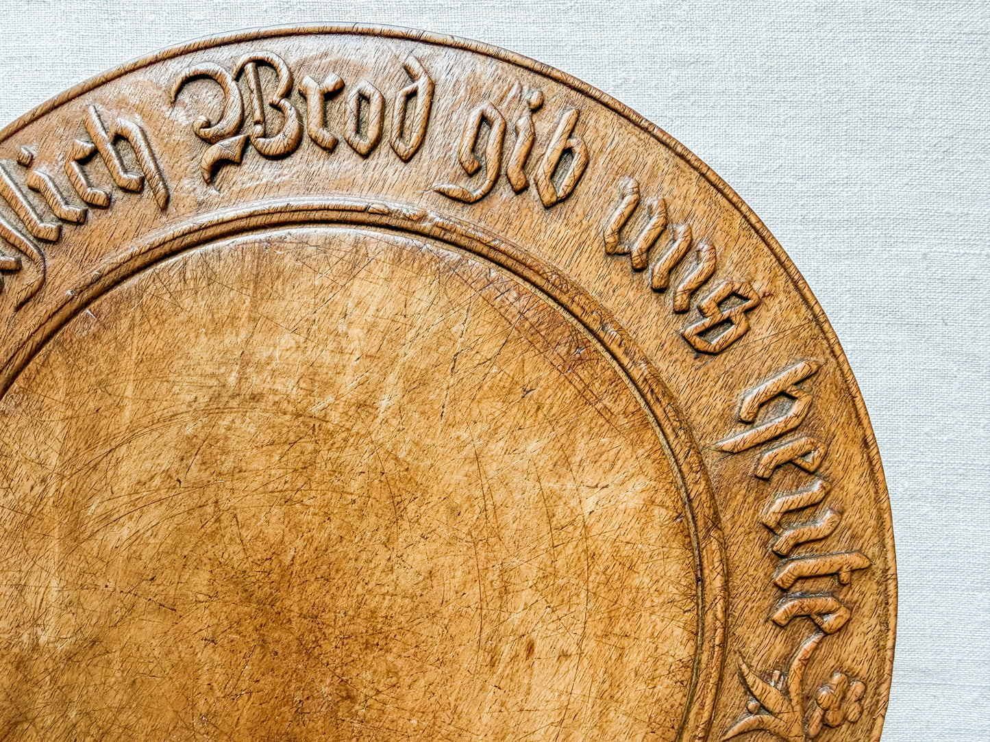 Swiss German "Give Us This Day Our Daily Bread" Carved Bread Board, Lauterbrunnen, c1880