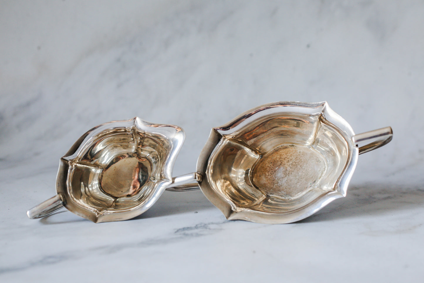 Alexander Clark Co. London Silverplate Sugar & Creamer Set, Monogrammed & Dated 1930