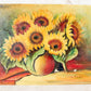 Unframed Oil Painting of Sunflowers in Vase, Signed B. Maak